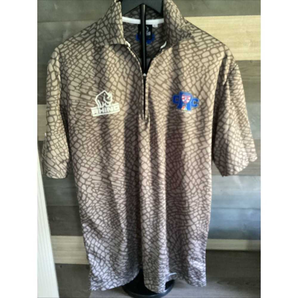Rhino CRC USA Sevens Rugby Shirt Mens L Large Elephant Print Half Zip Polo